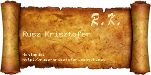 Rusz Krisztofer névjegykártya